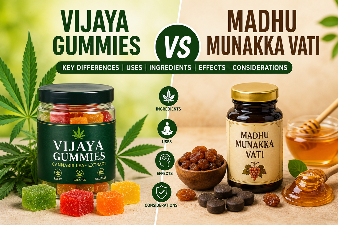 Vijaya Gummies vs Madhu Munakka Vati: Key Differences, Uses, Ingredients, Effects, and Considerations